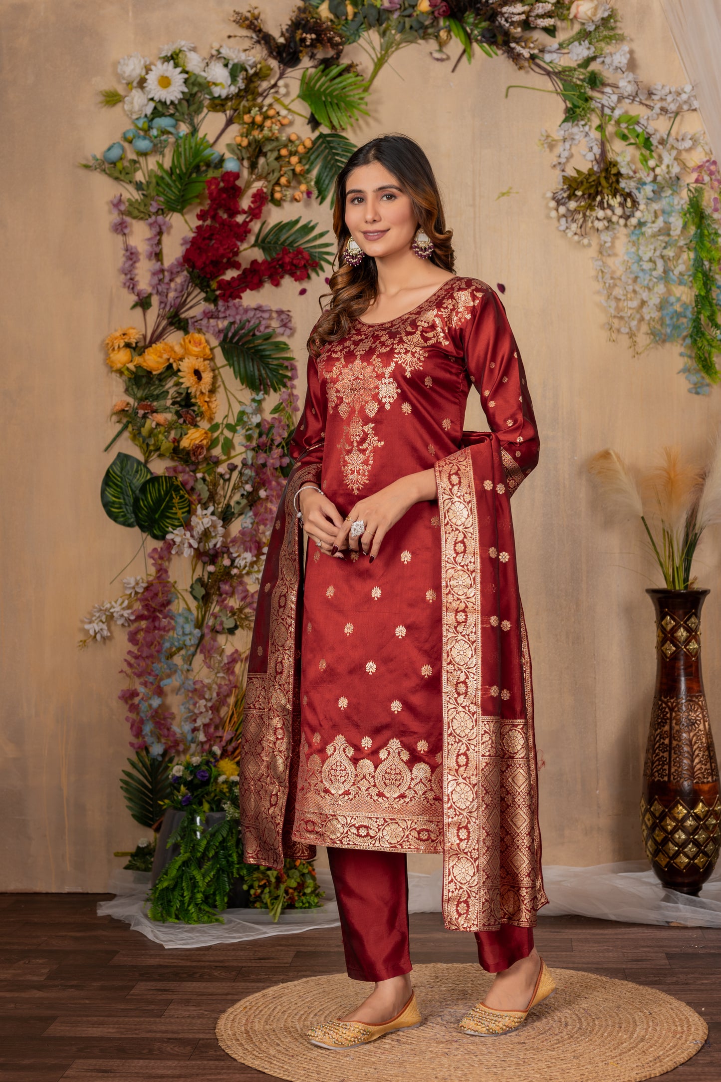 Banarasi Silk Woven Kurta, Pant & Dupatta Set