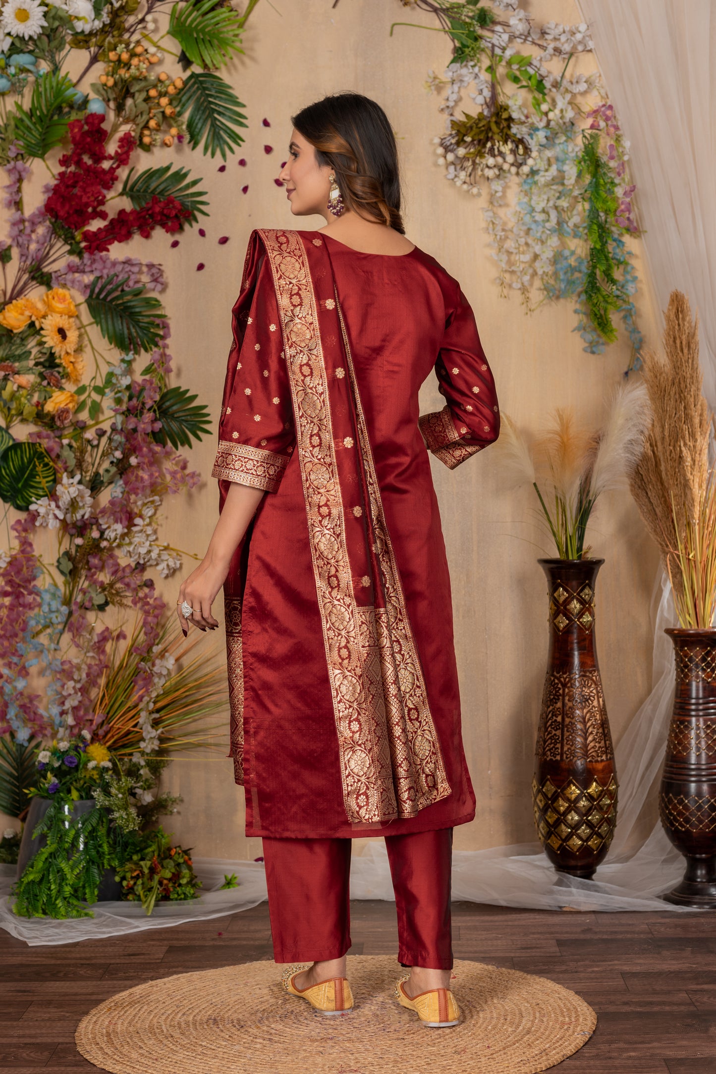 Banarasi Silk Woven Kurta, Pant & Dupatta Set