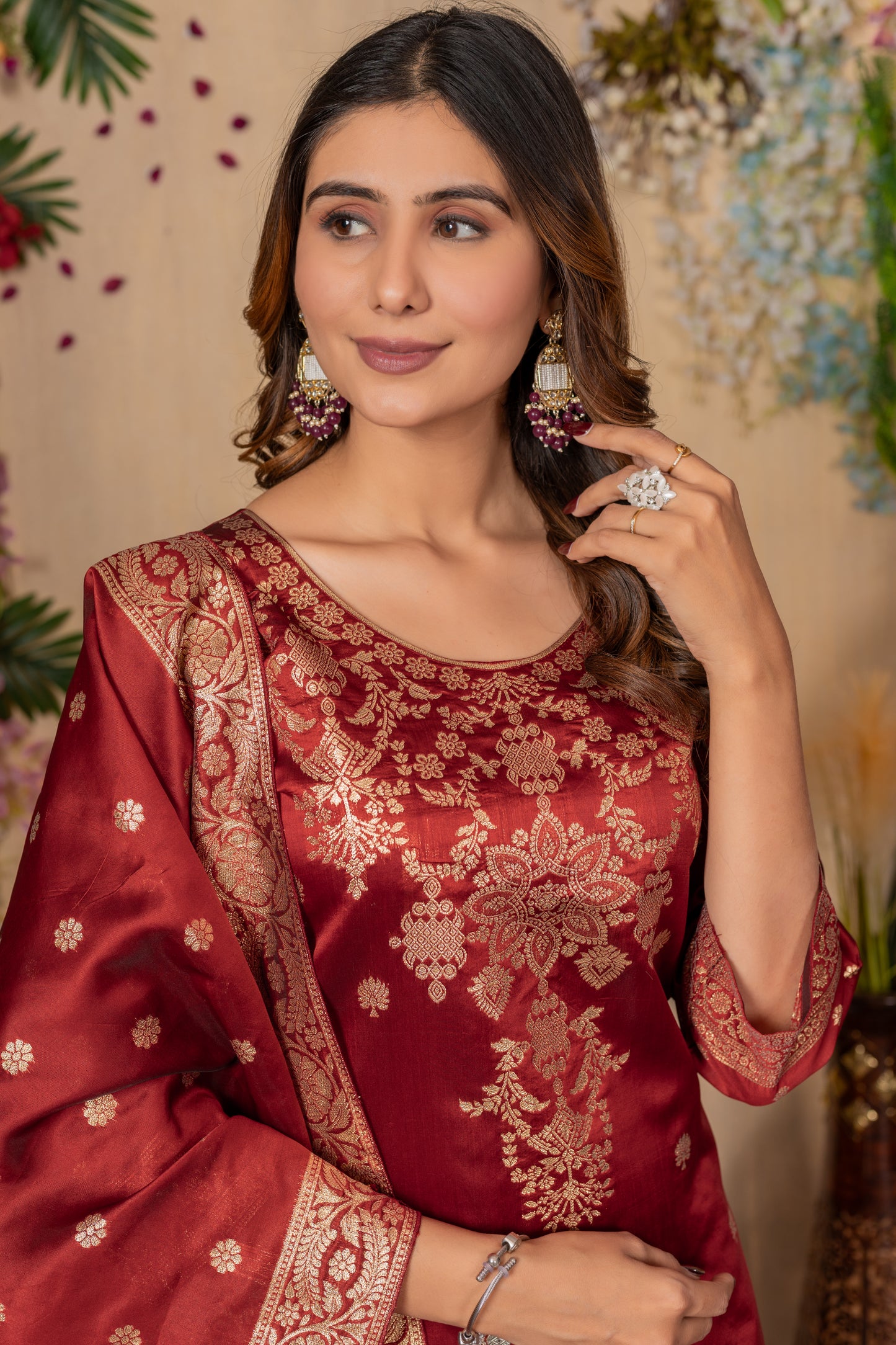 Banarasi Silk Woven Kurta, Pant & Dupatta Set