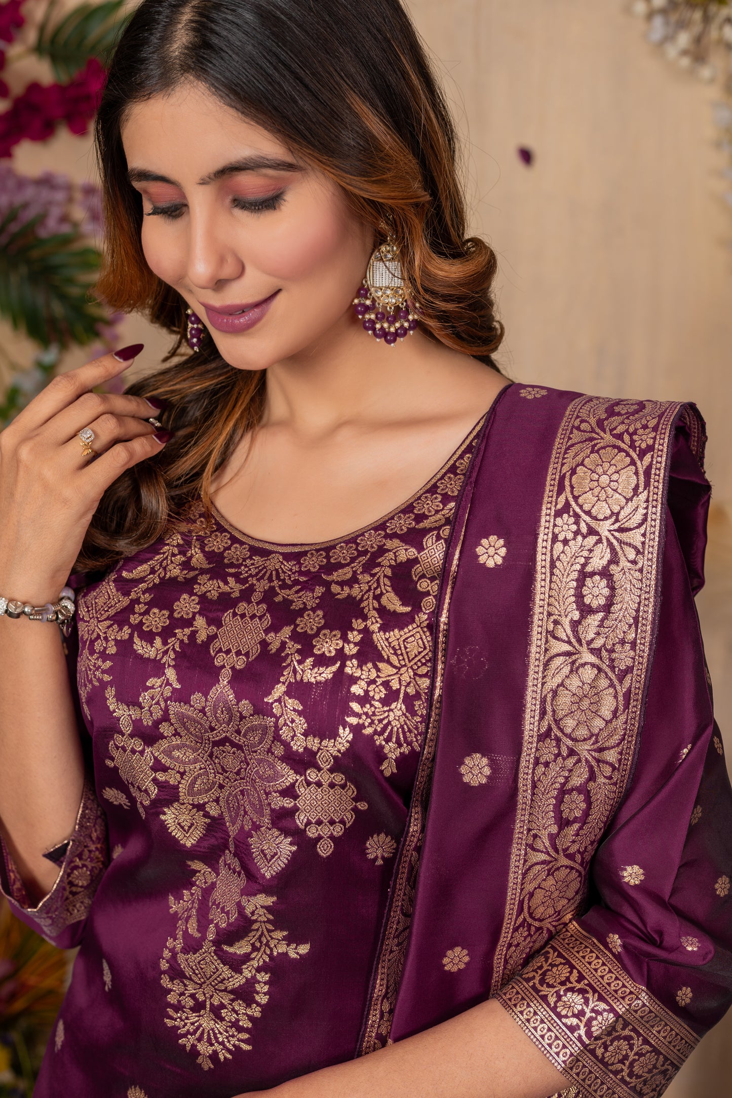 Banarasi Silk Woven Kurta, Pant & Dupatta Set