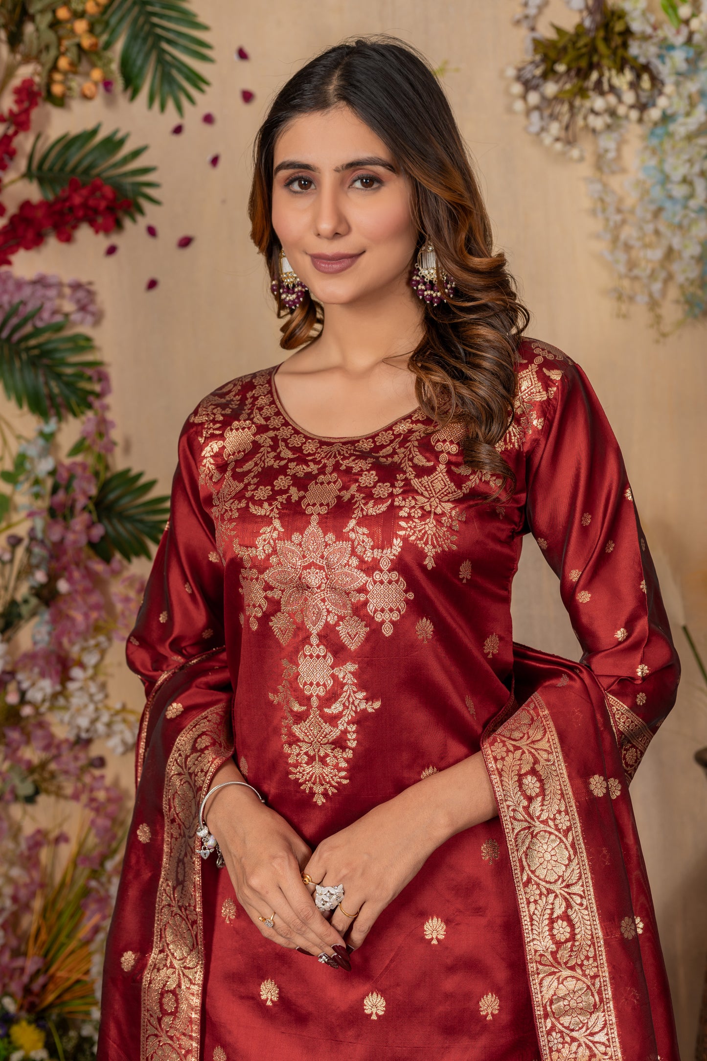 Banarasi Silk Woven Kurta, Pant & Dupatta Set