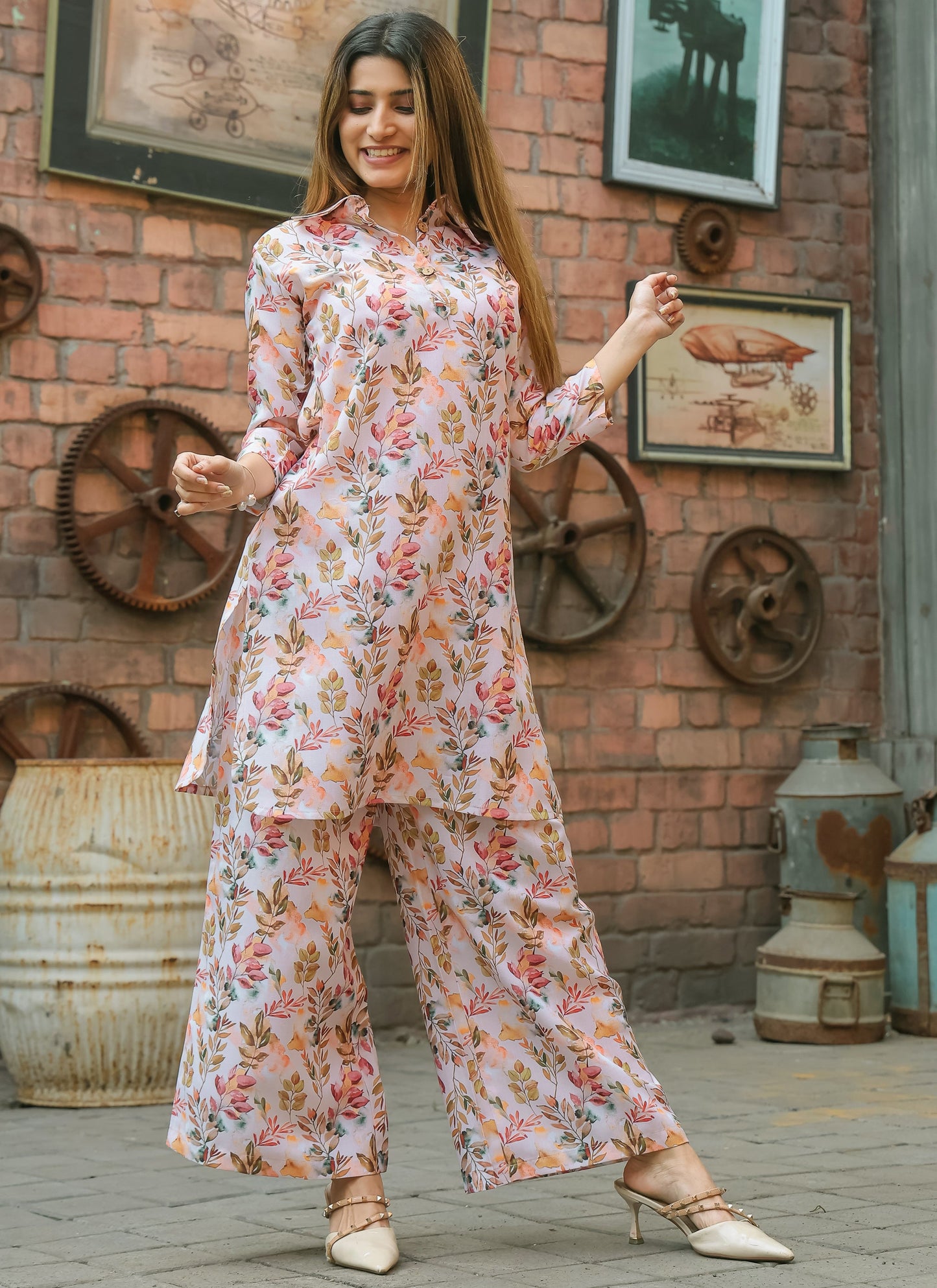 Women’s Printed Kurti and Palazzo Set – Indo-Western Look