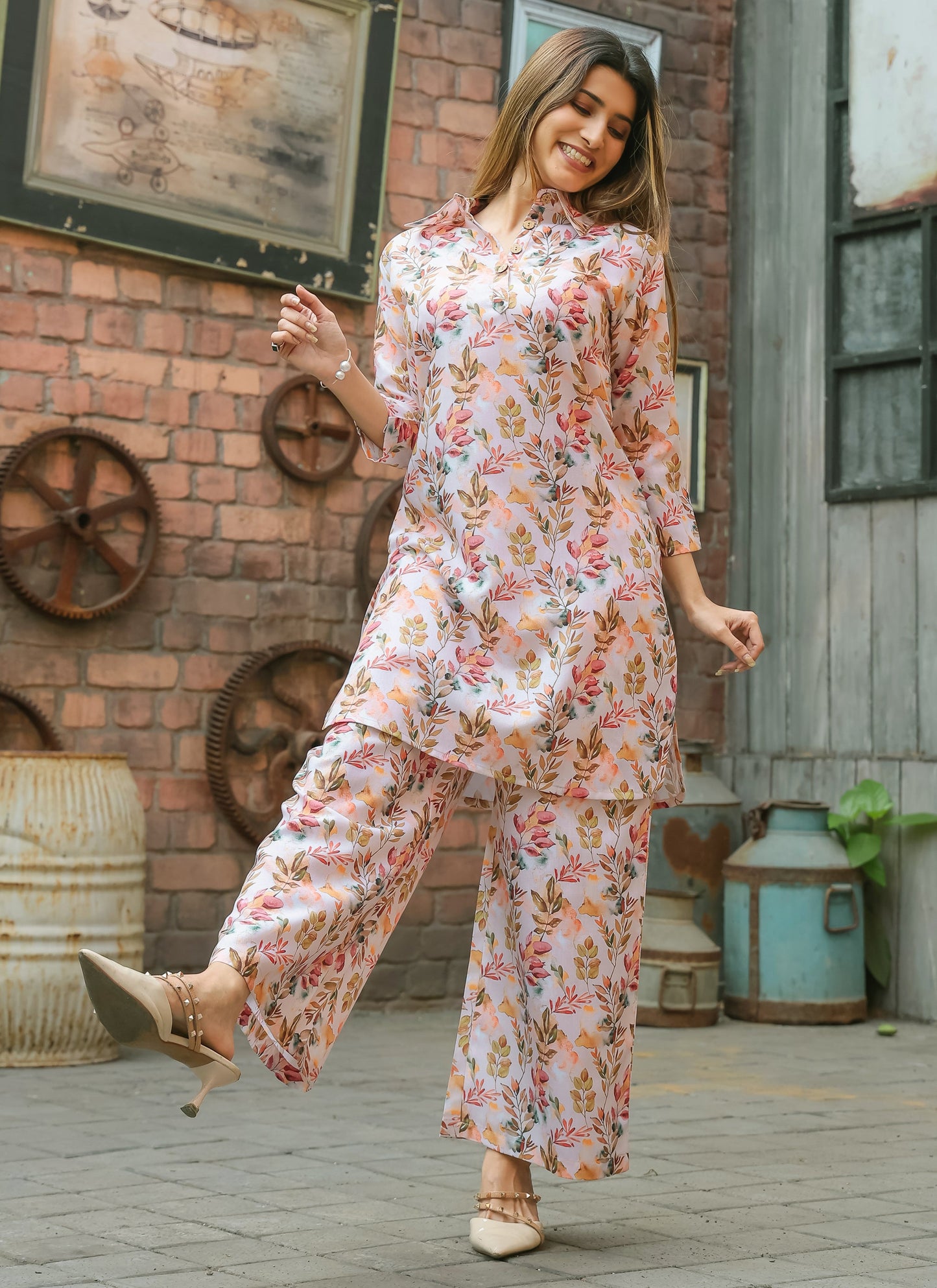 Women’s Printed Kurti and Palazzo Set – Indo-Western Look