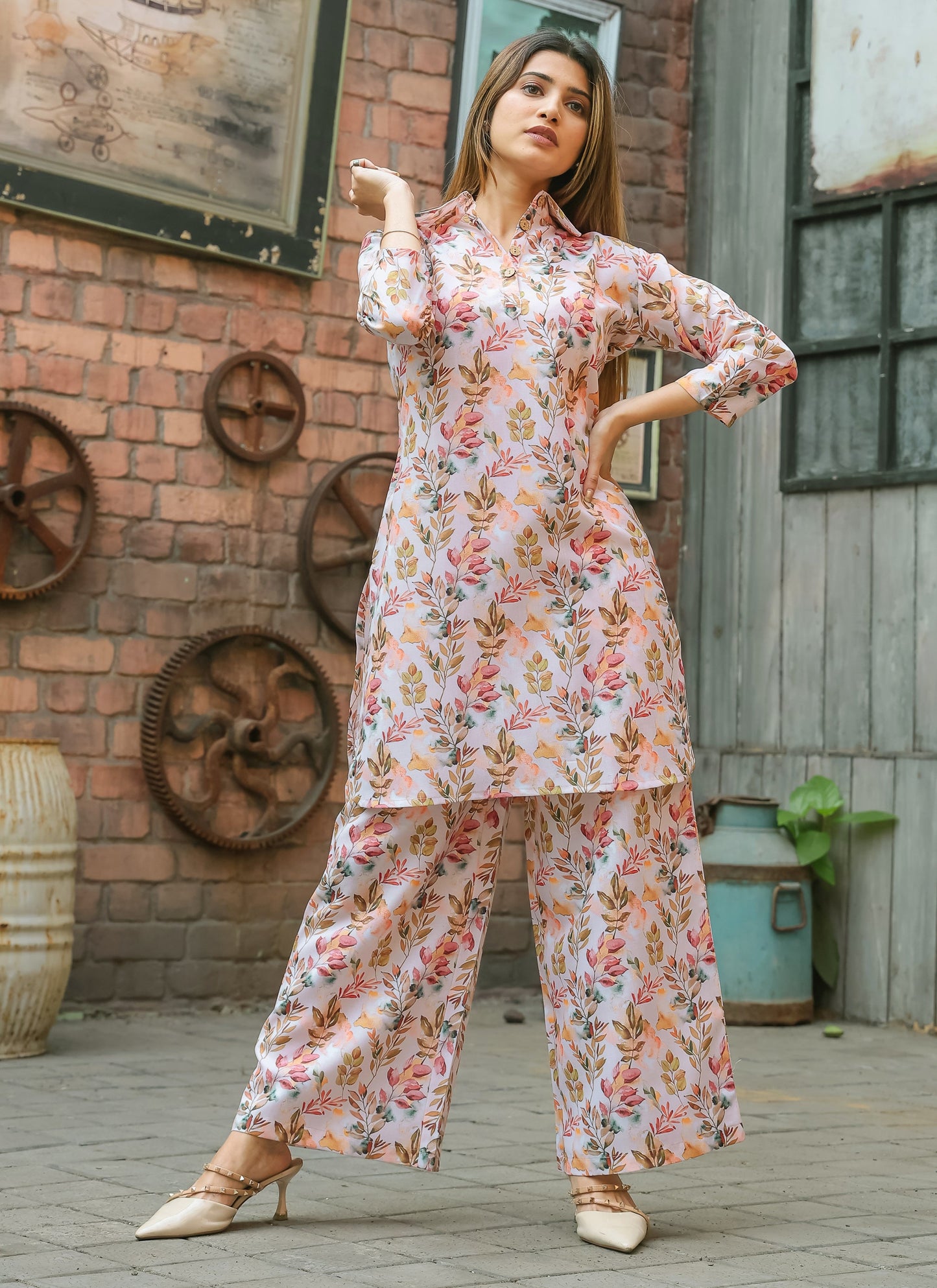 Women’s Printed Kurti and Palazzo Set – Indo-Western Look