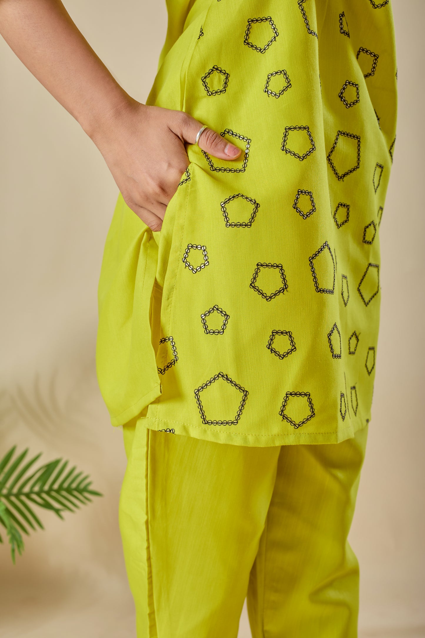 Trendy Lime Green Embroidery Rayon Co-ord Set for Women