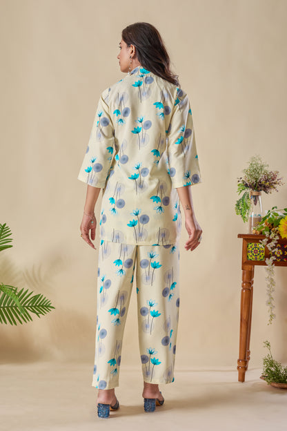 Trendy Floral Printed Co-ord Set for Women – Comfortable Shirt & Pajama
