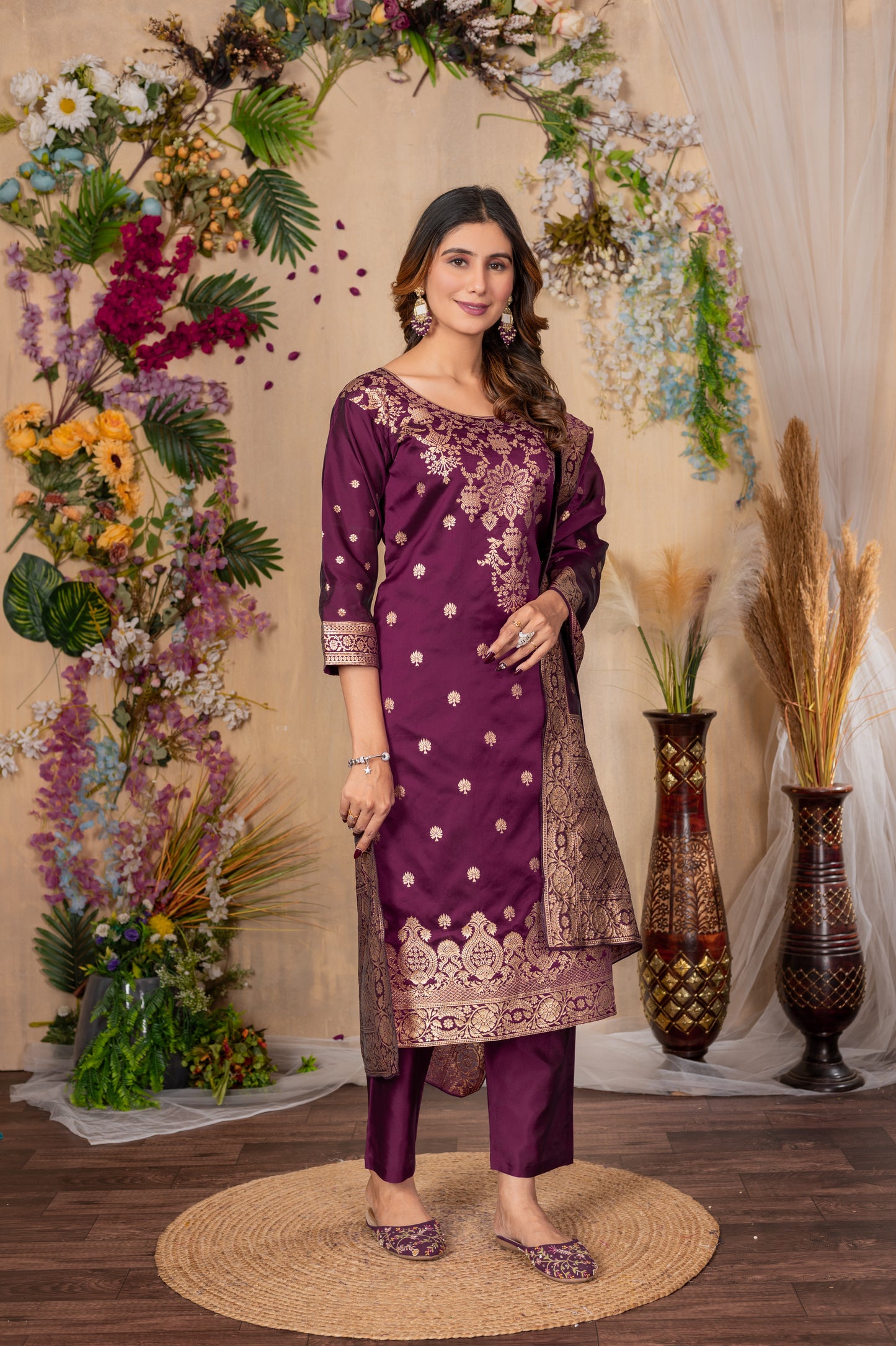 Banarasi Silk Woven Kurta, Pant & Dupatta Set