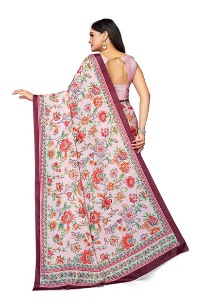 Red Floral Designer Digital Printed Satin Saree for Women