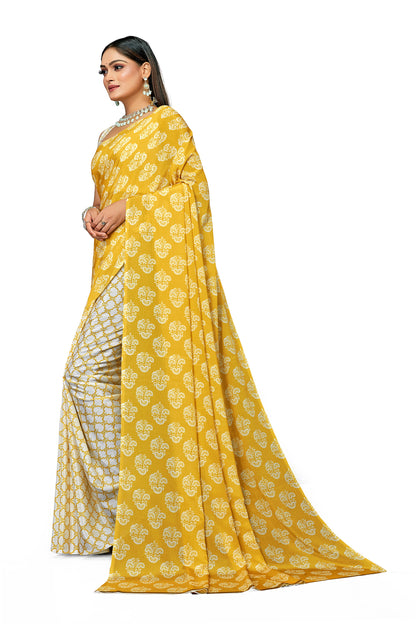 Dual Tone Designer Digital Print Satin Saree For Women