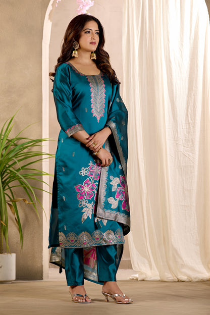 Traditional Women's Rama Straight Kurta Set | Ethnic Suit with Pant & Dupatta