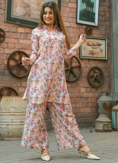 Women’s Printed Kurti and Palazzo Set – Indo-Western Look