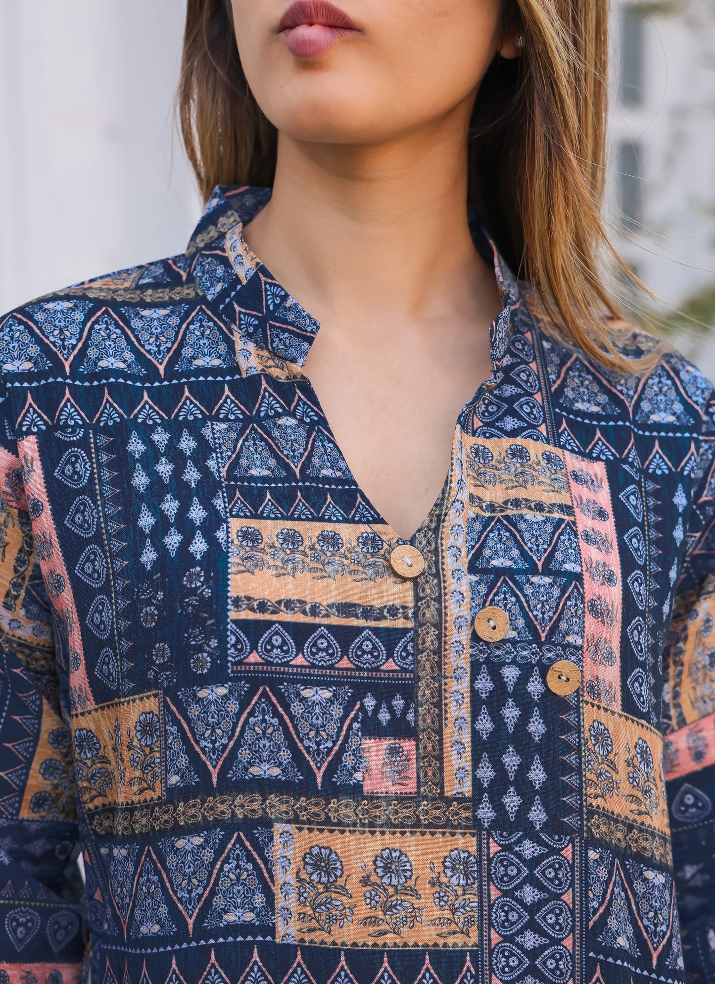 Stylish Blue Ethnic Printed Co-ord Set